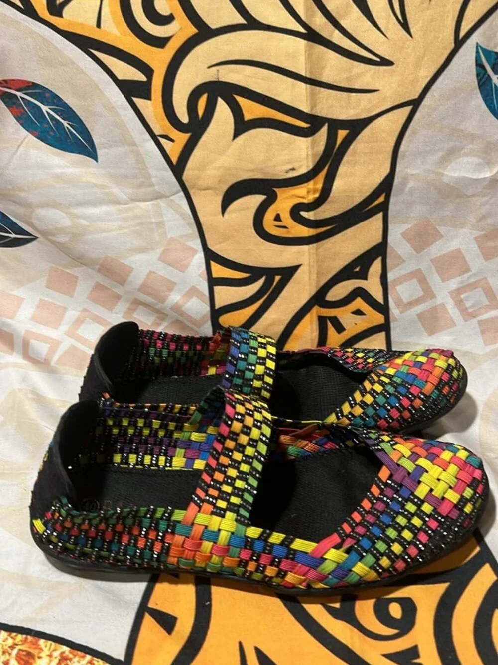 Bernie Mev Woven Elastic Flats Multicolor Comfort Shoes Size 40